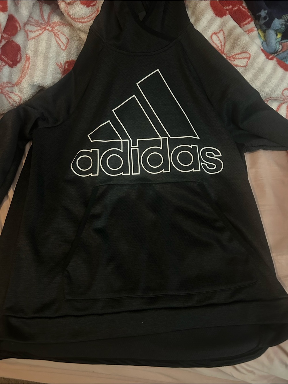Adidas womens Black Logo Pullover Hoodie Sweater